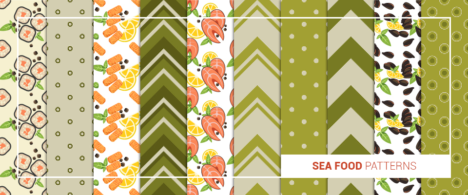 A preview of sea food patterns from the bundle