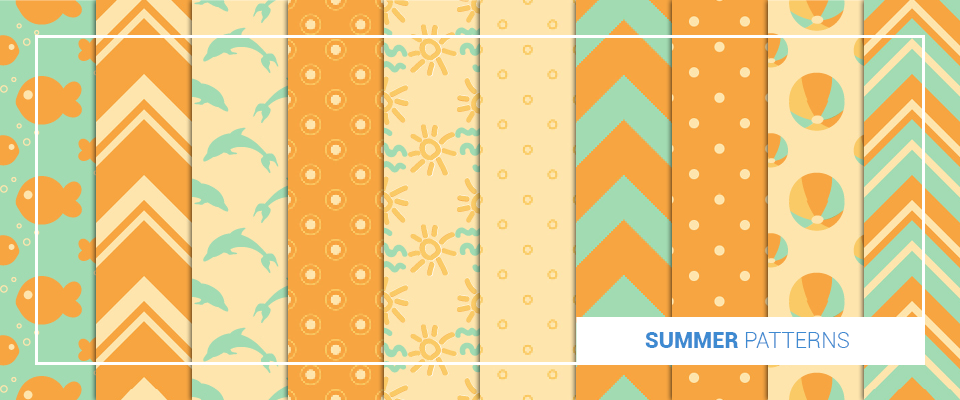 A preview of summer background patterns from the bundle