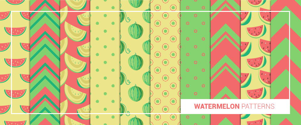 A preview of watermelon background patterns from the bundle