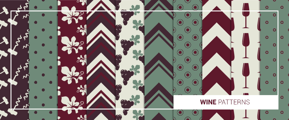 A preview of wine patterns from the bundle