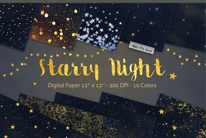 starry night digital paper