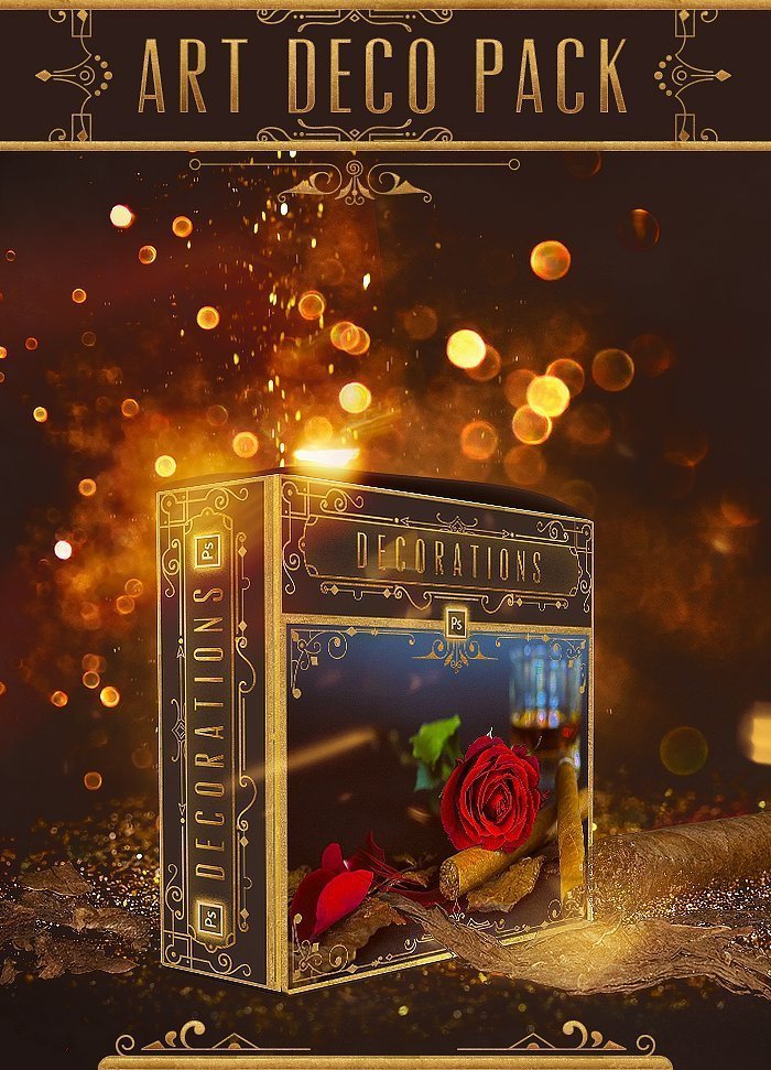 art deco pack mockup on a box