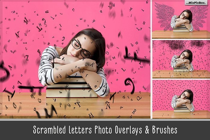 Scrambled Letters Photo Overlays and Brushes
