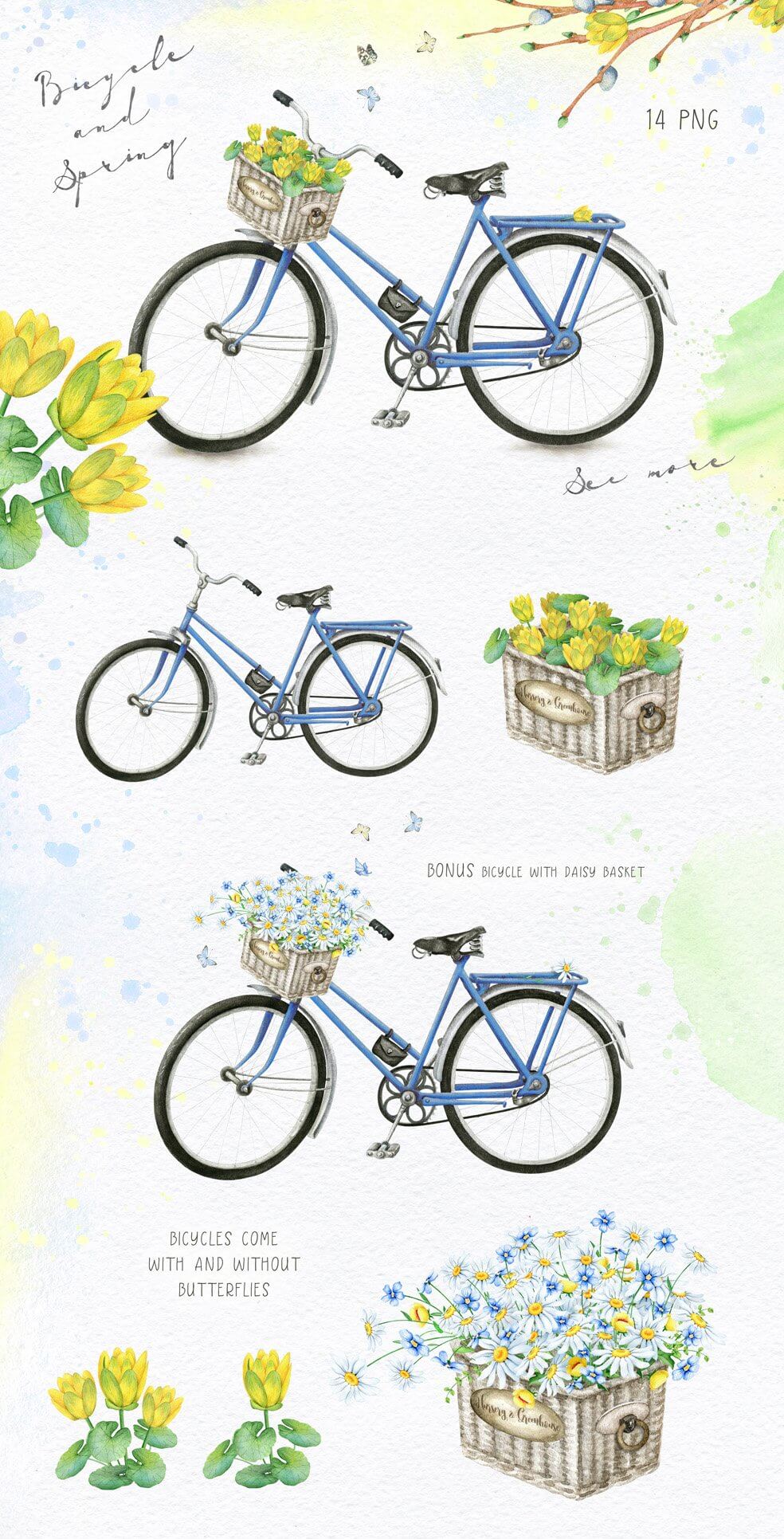Watercolor bicycle graphic