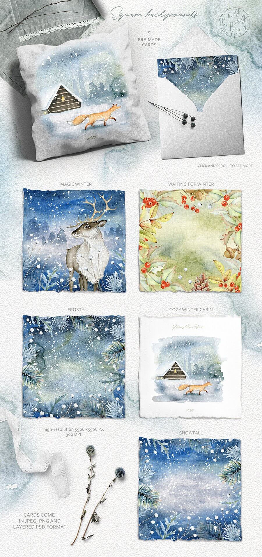 winter graphics mockup collage