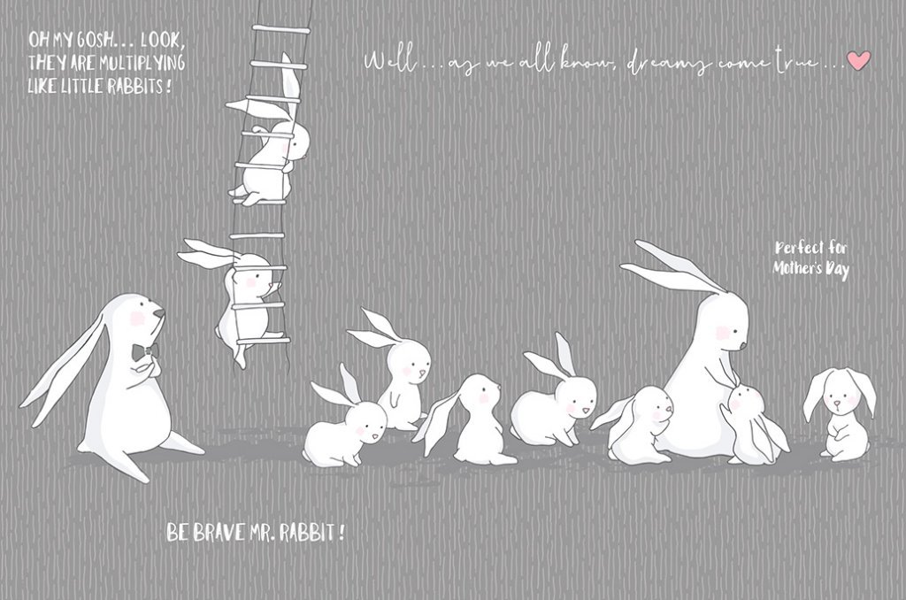 playful rabbits graphic