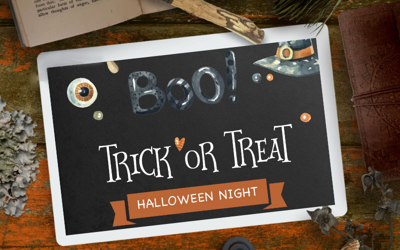 Trick or treat halloween night cards