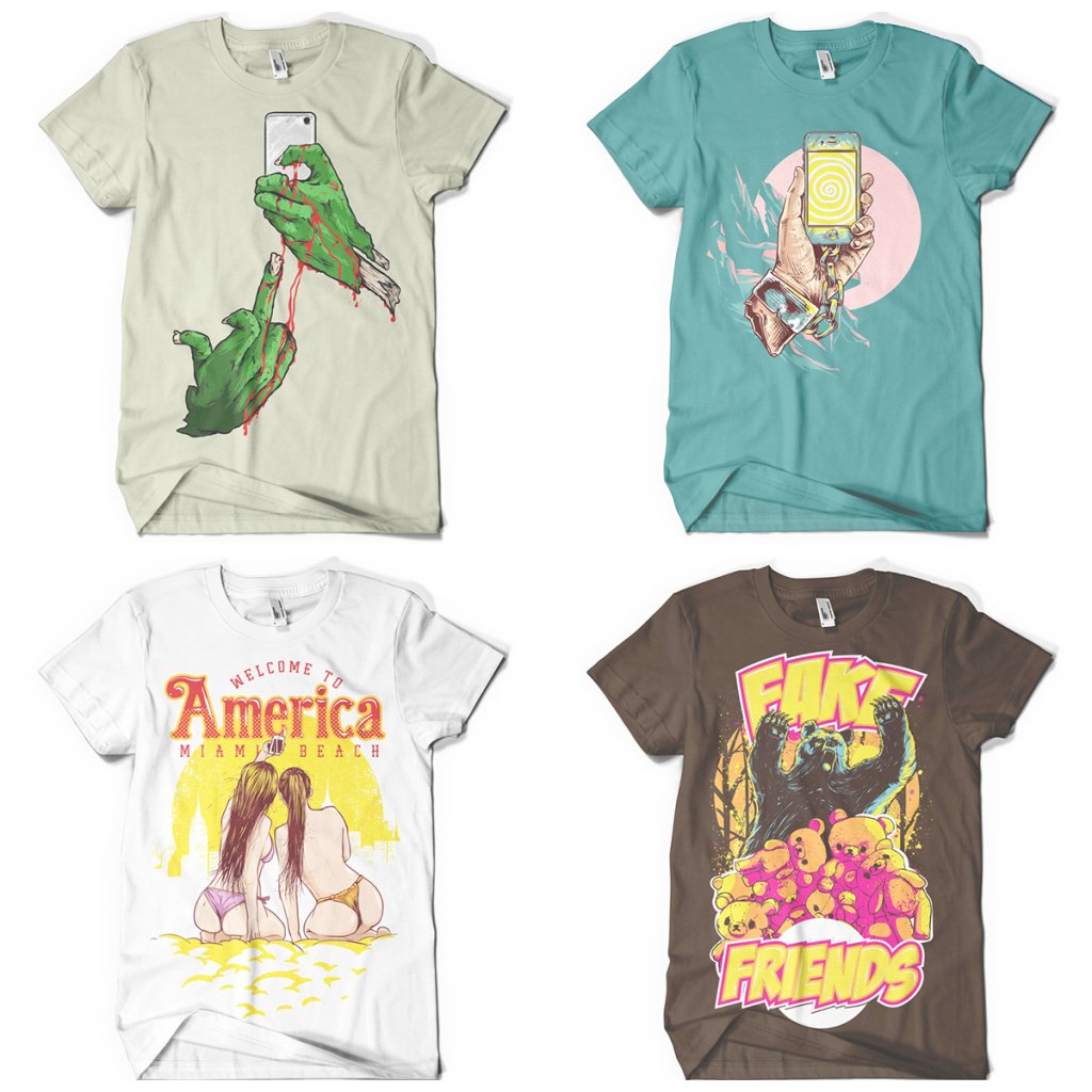 A preview of the Funky t shirt designs included in the T-shirt Bundle