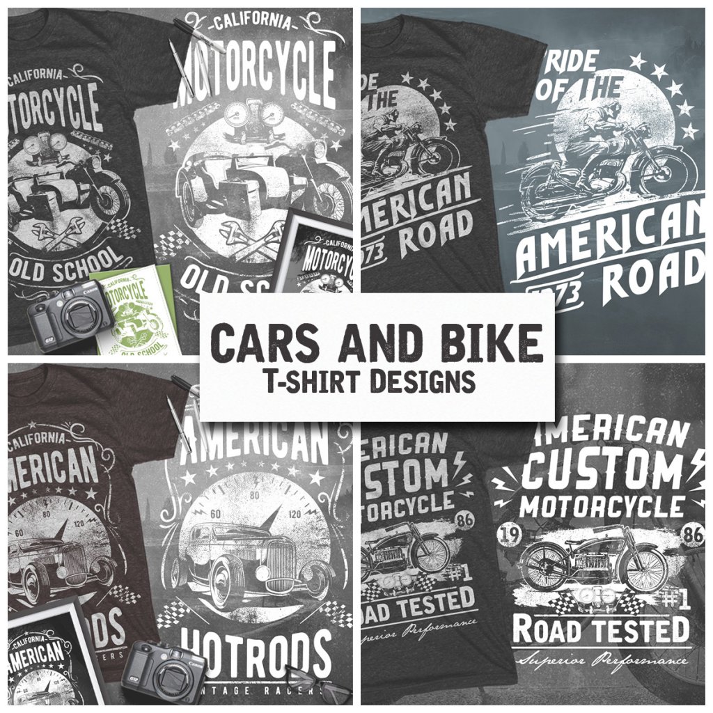 Cars and Bike t shirt designs

