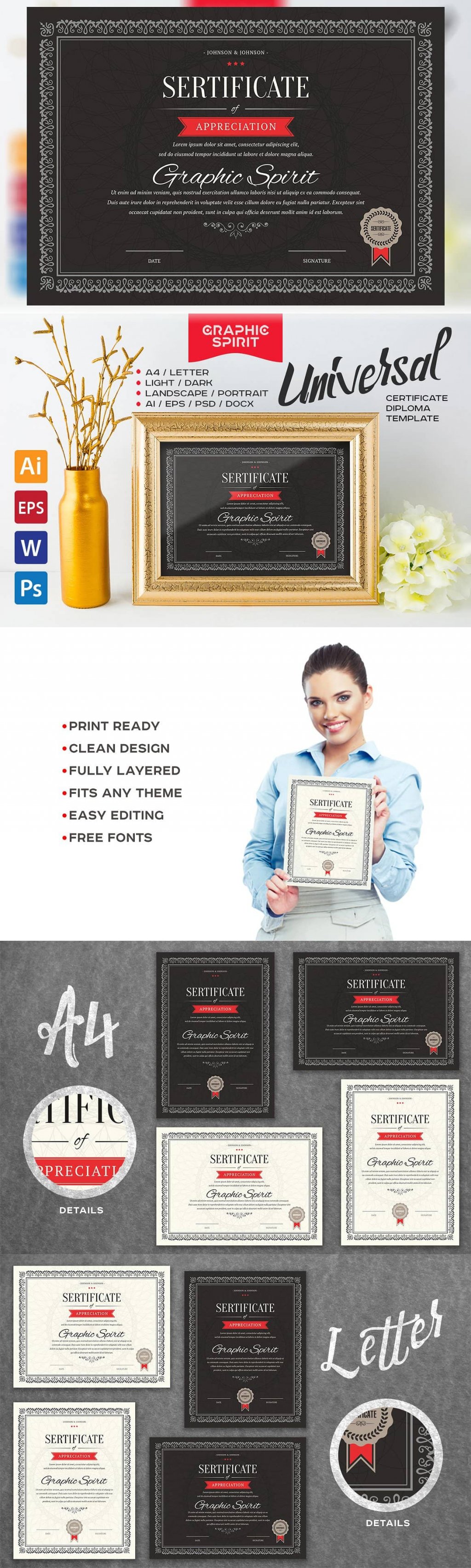 customizable certificate template - photoshop add ons