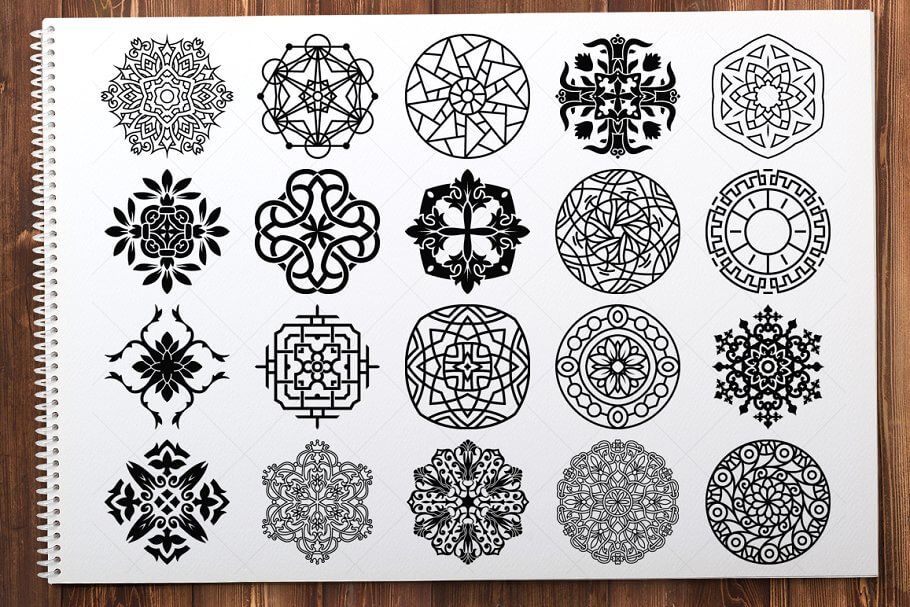 500 Vector Mandala Ornaments previews collage