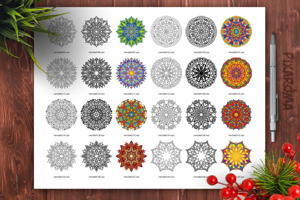 Mandala Vector Ornaments Bundle previews collage