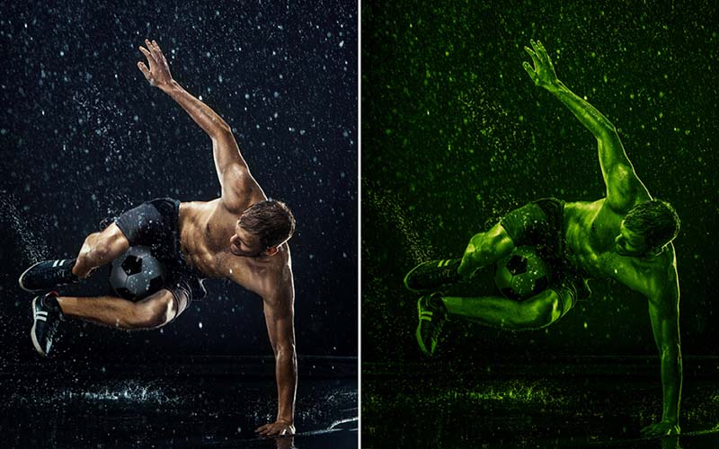 A Duotone Professional Lightroom Preset applied to a male athlete's image