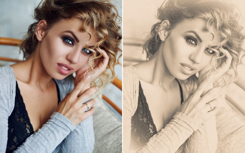 A Monochrome Portrait Professional Lightroom Preset applied to a girl's image