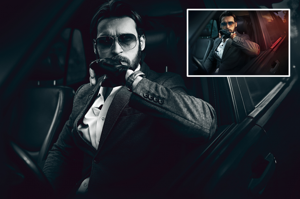 A Monochrome Portrait Professional Lightroom Preset applied to a man's image