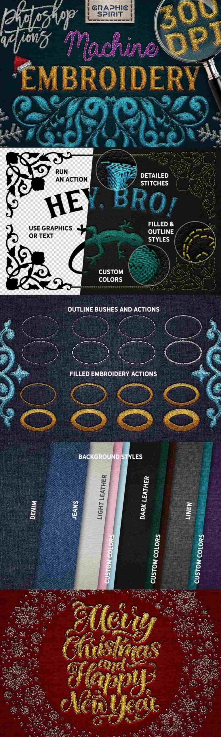 Machine Embroidery Photoshop Actions