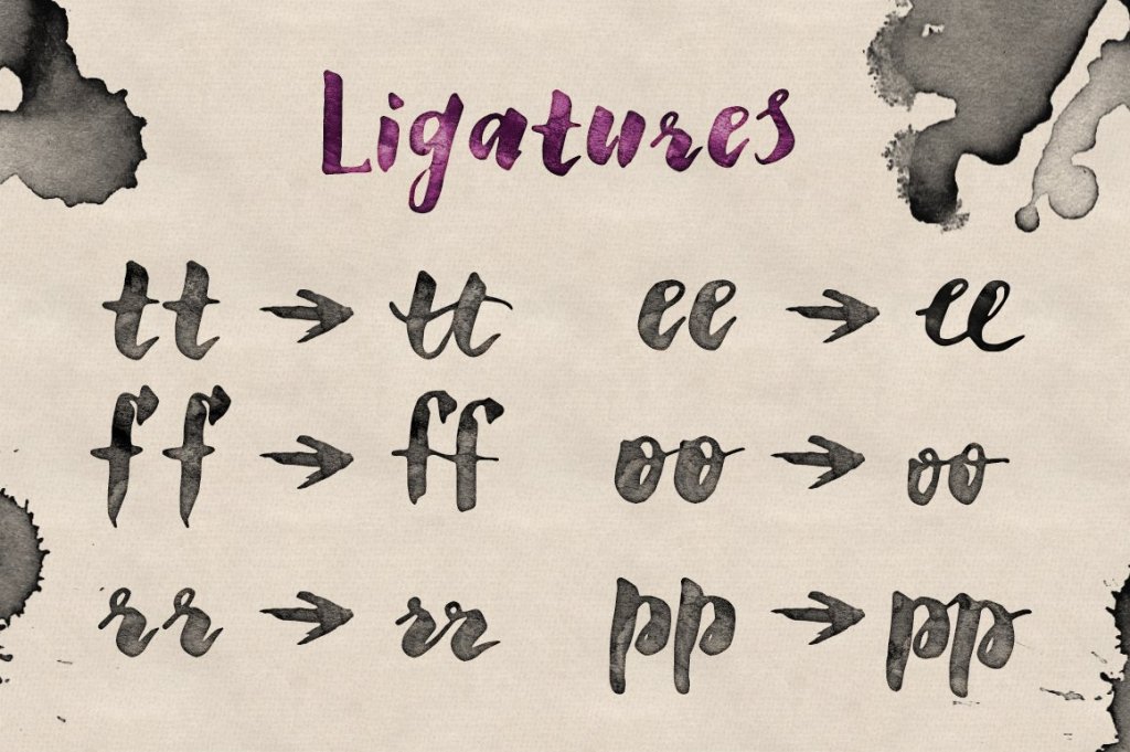 Claretta Brush Ink Font - ligatures