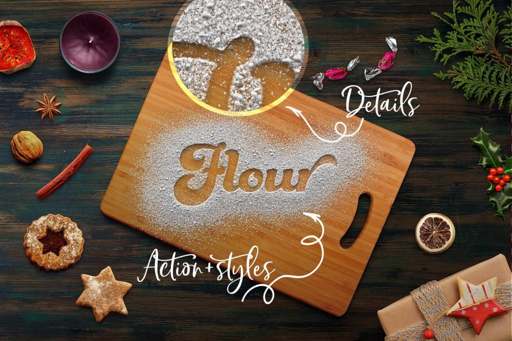 Foody Christmas edition - food lettering and scene creator - actions + styles and details