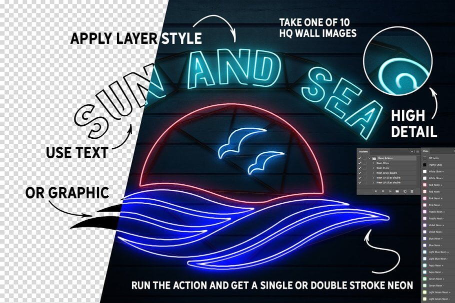 Neon Text Layer Styles preview