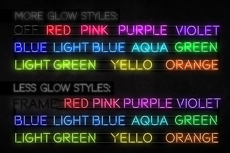 Neon Text Layer Styles - glow styles