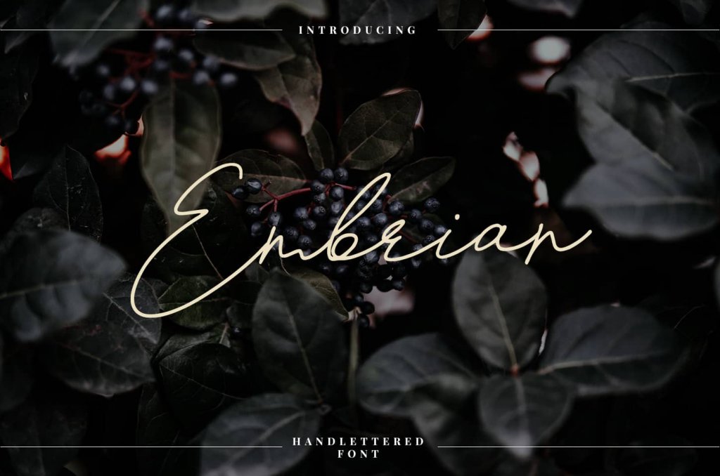 embrian hand lettered script font included in the eternal fonts