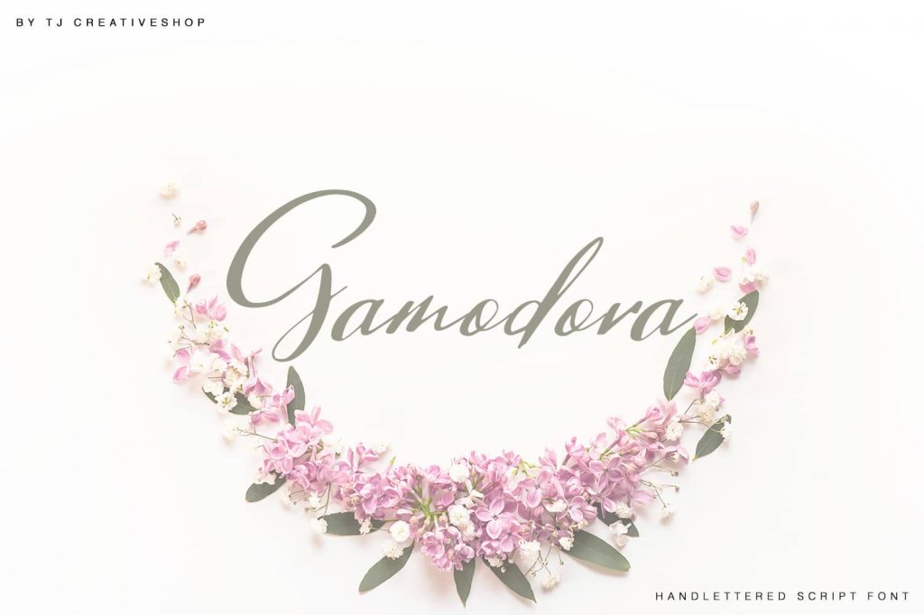gamodora hand lettered script font included in the eternal fonts