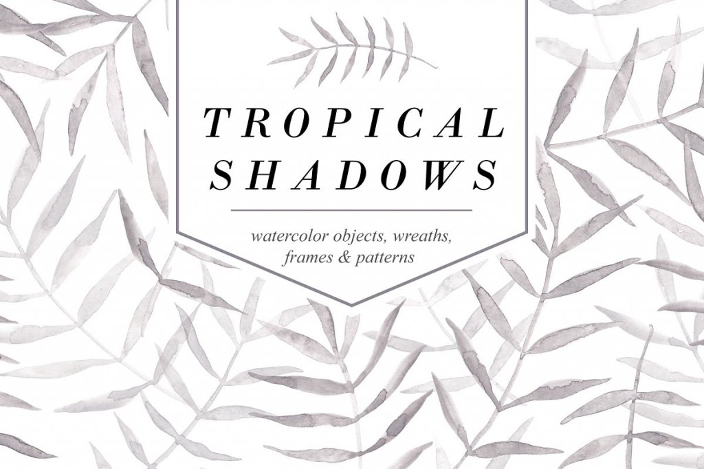 tropical shadows watercolor set feature image tropical shadows watercolor set feature image - floral watercolor graphics