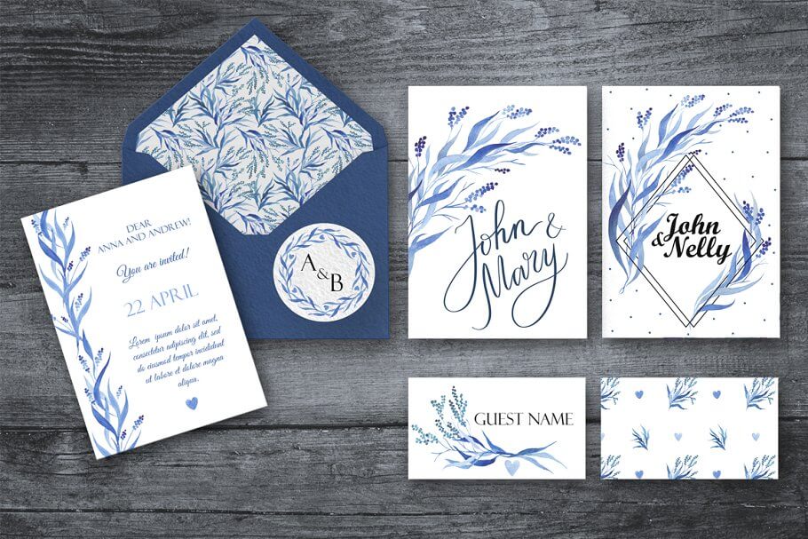 blue branches watercolor elements set preview blue branches watercolor elements set preview
