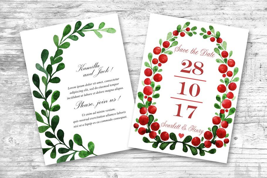 red berries watercolor objects mockup red berries watercolor objects mockup