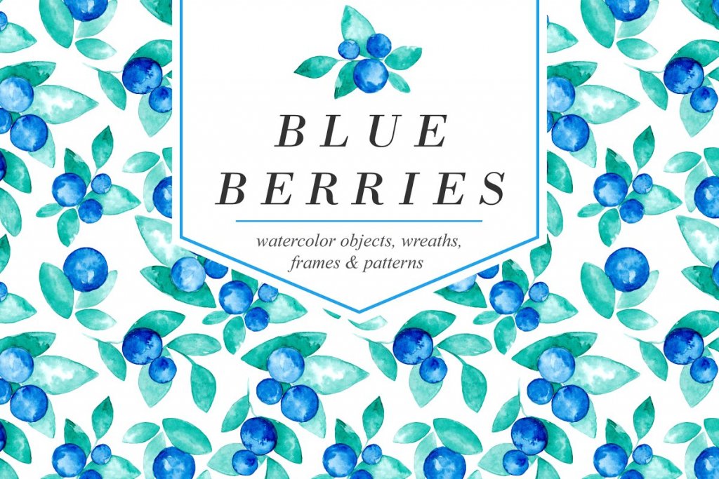 blue berries watercolor elements set feature image blue berries watercolor elements set feature image - floral watercolor graphics