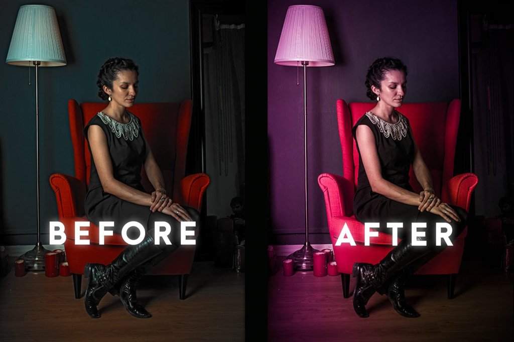 before an after applying the preset