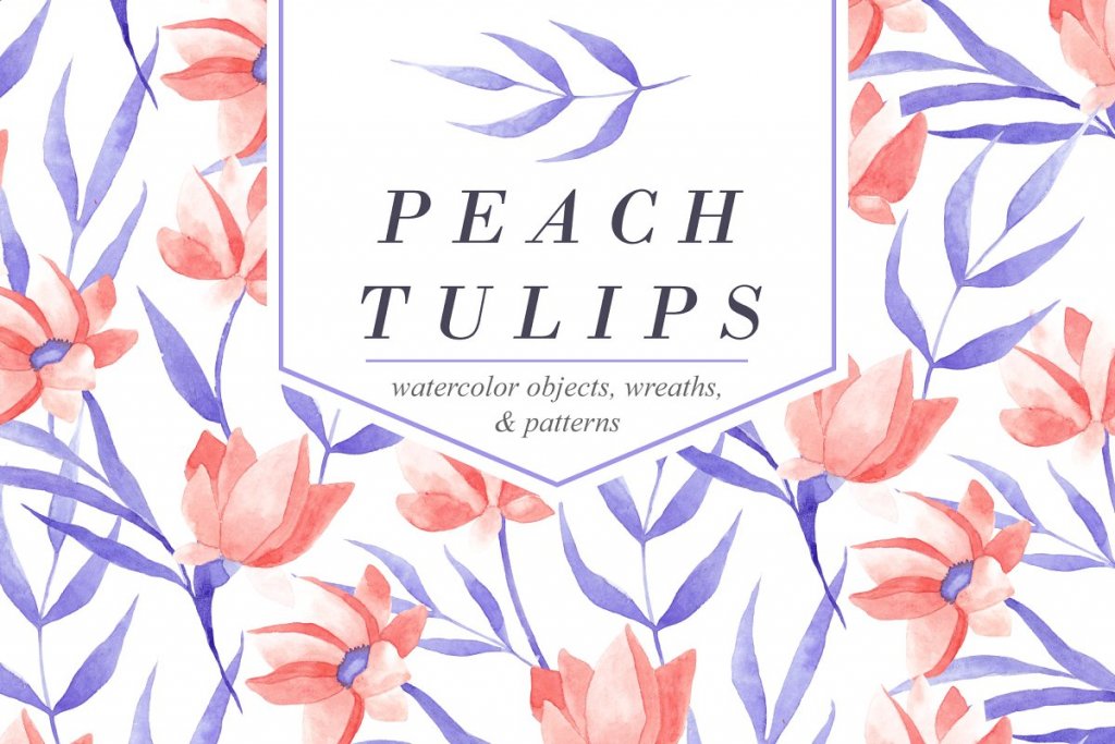 peach tulips watercolor objects, wreaths and patterns feature image peach tulips watercolor objects, wreaths and patterns feature image