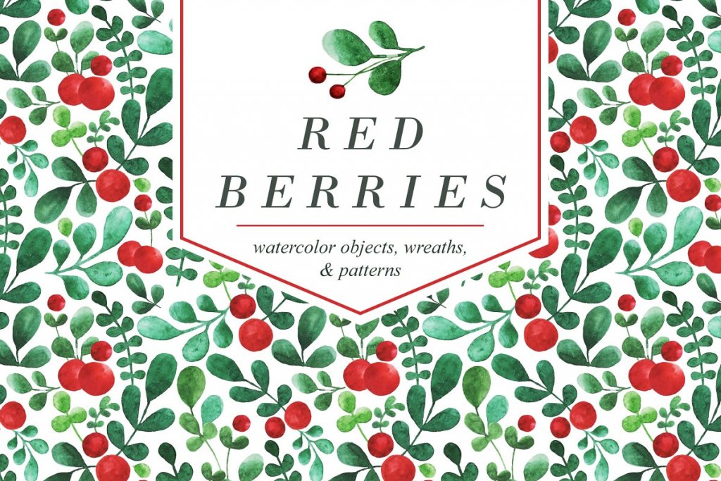 red berries watercolor objects feature image red berries watercolor objects feature image - floral watercolor graphics