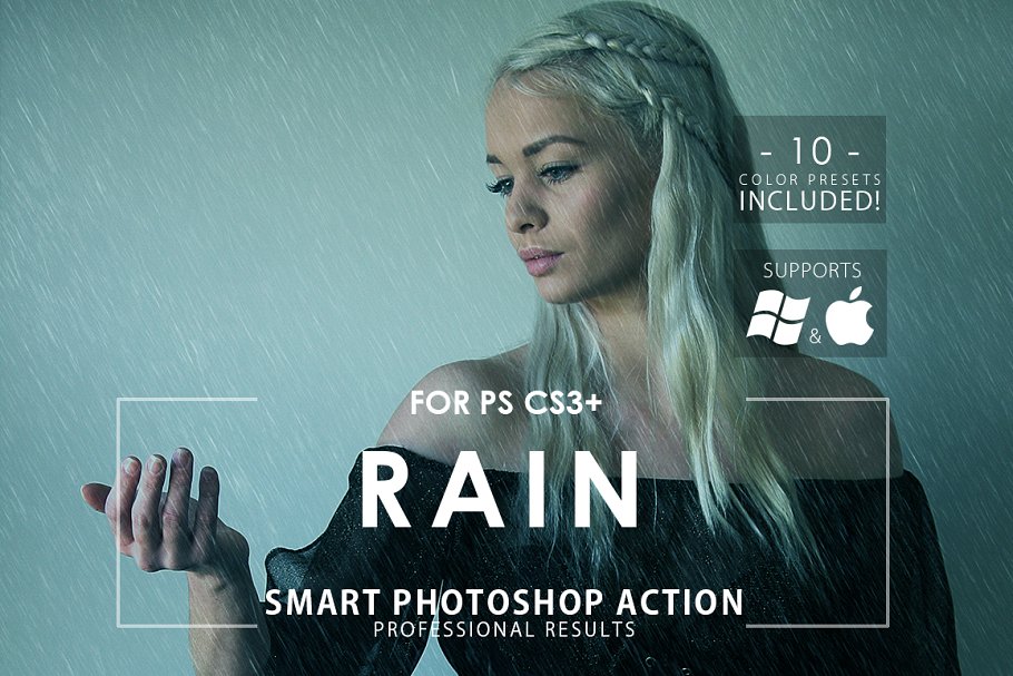 Rain photoshop actions