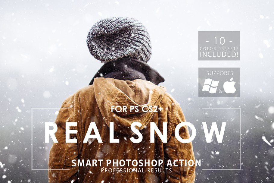 Real snow photoshop actions
