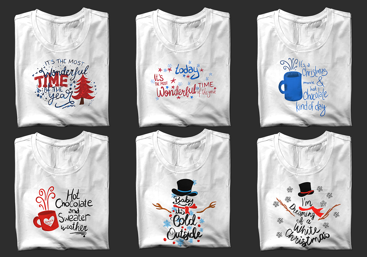 christmas texh tshirt design on folded tshirts preview