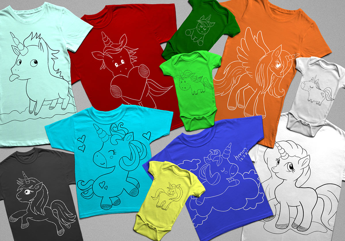 outlined unicorn tshirt design