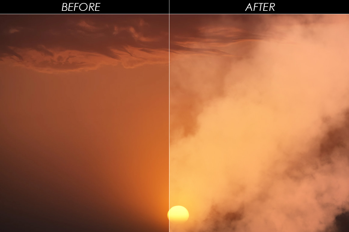 Preview of the before and after of Fog Abr Photoshop Brush