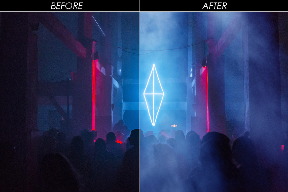 Before and after preview of the Fog Abr Photoshop Brush