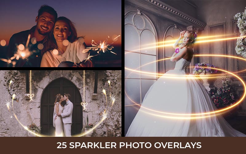 sparkler photo overlays included in the wedding overlays bundle