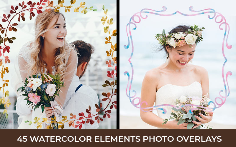 watercolor elements photo overlays