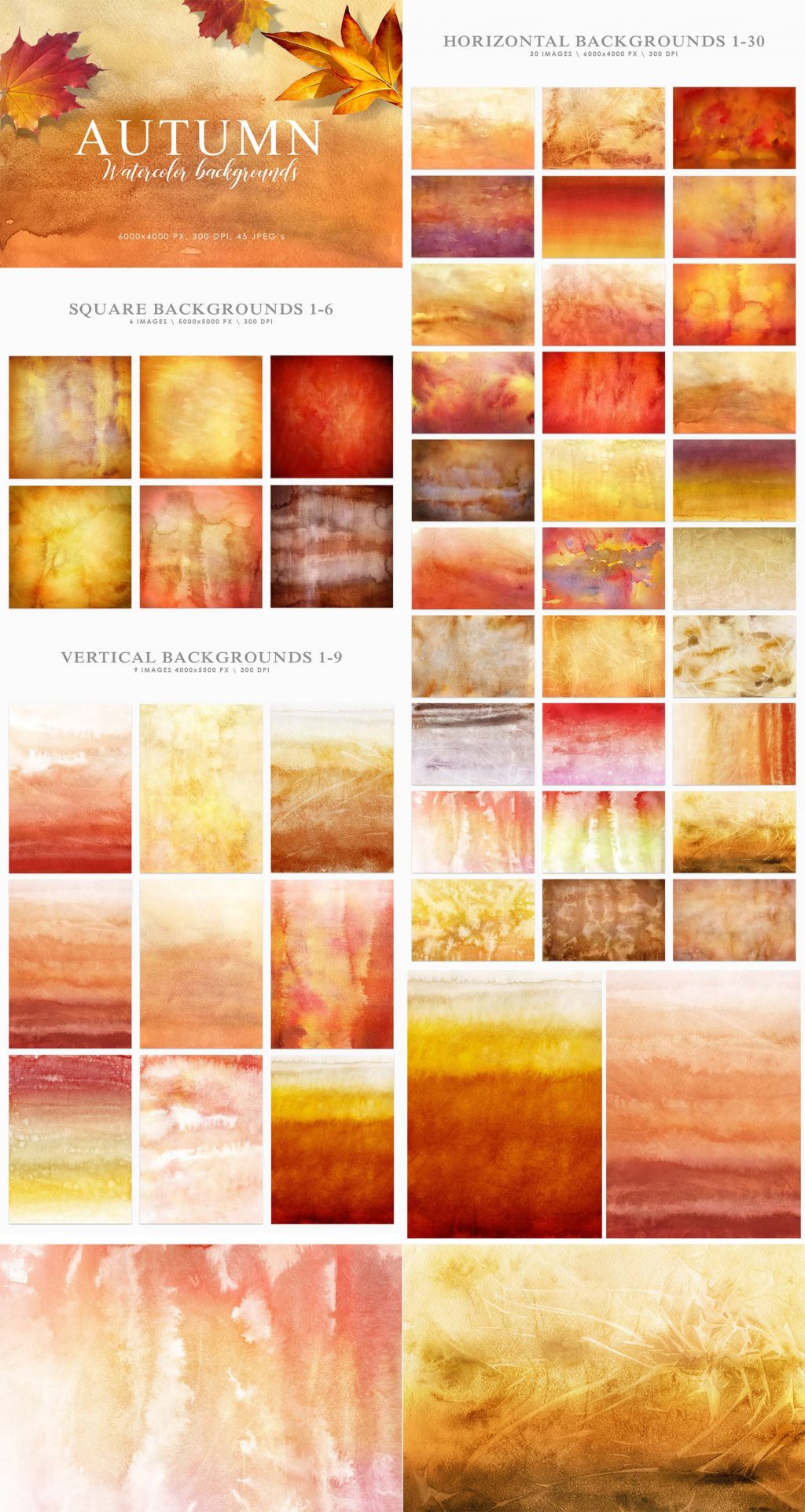 Autumn Watercolor Backgrounds