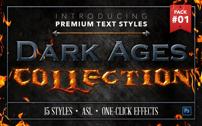 dark ages text effects, PS text effects
