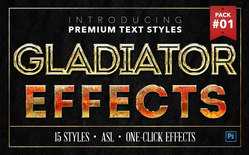 gladiator text effects, psd text effects