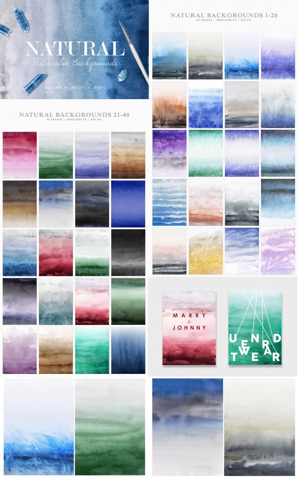 Natural Watercolor Ombre Backgrounds