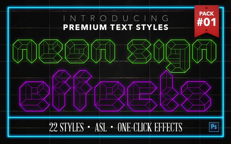 neon sign text effects, PSD text effects