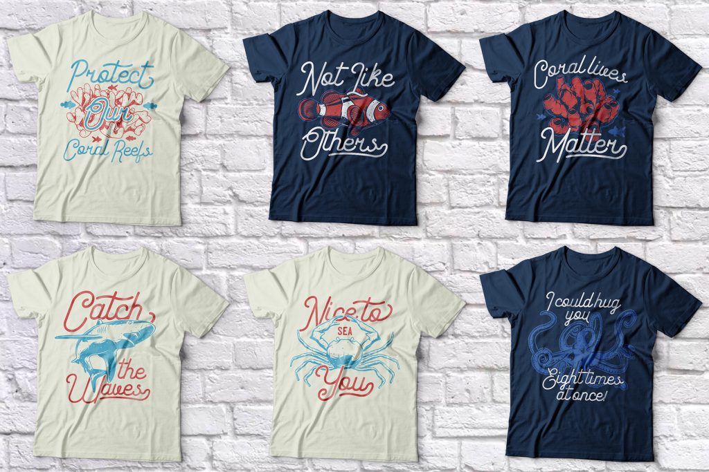 collage of previews collage of previews of Retro T-Shirt Designs