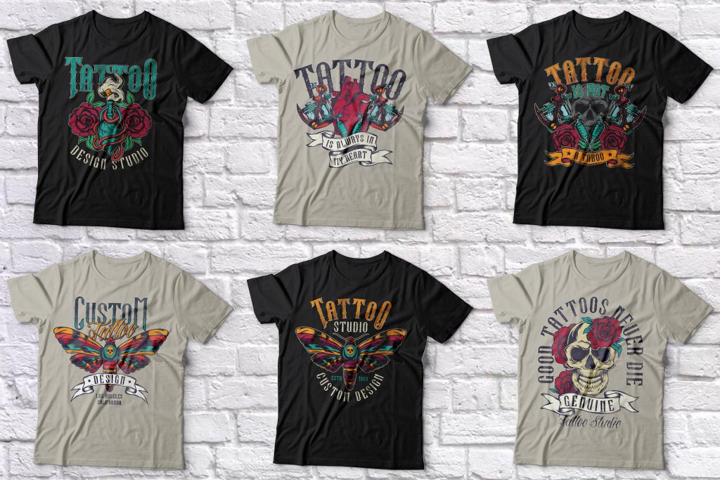collage of previews collage of previews of Retro T-Shirt Designs