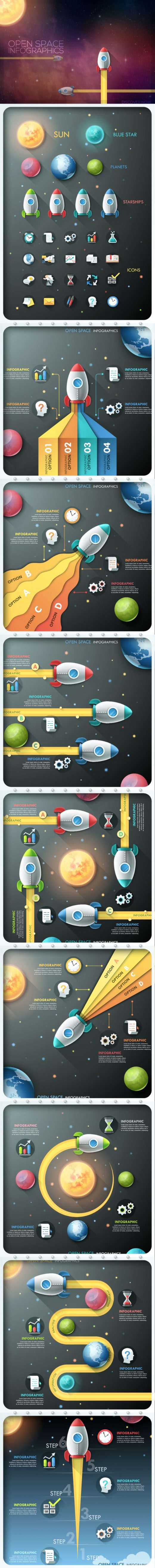 Open Space Infographics - vector shapes and pre made templates preview