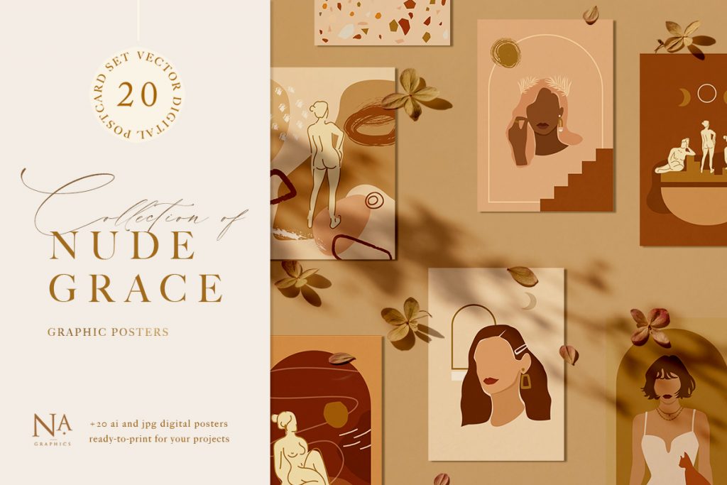 modern graphics - collection of nude grace graphic posters preview